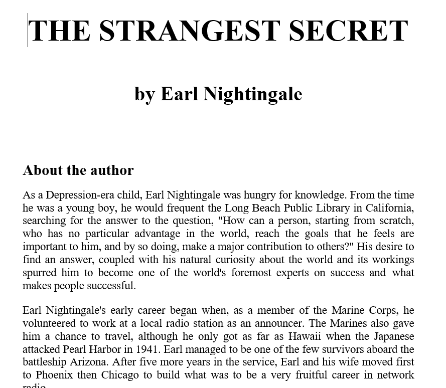 The Strangest Secret by Earl Ninghtingale